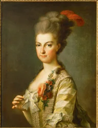 Aartshertogin Marie-Christine in een gestreepte zijden jurk (schilderij op doek)