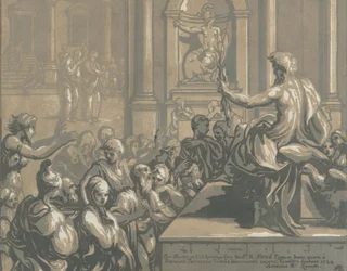 Sint Johannes de Evangelist predikend in een tempel