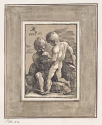 Twee kinderen spelen met een lam, 1725
