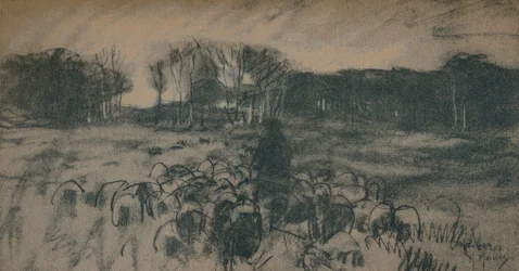 Een schets van een herder en zijn kudde, 19e eeuw
