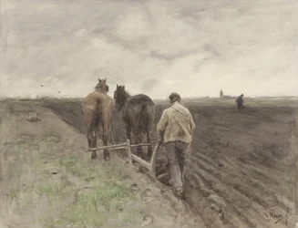 Boer achter de ploeg