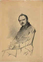 Portret van een man die schrijft