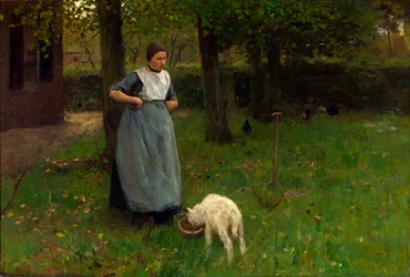 Vrouw uit Laren met lam