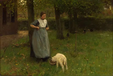 Vrouw uit Laren met lam