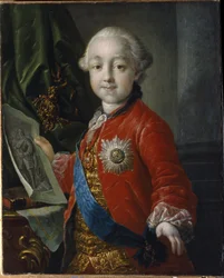 Portret van de grootvorst Pavel Petrovich Romanov (1754-1801), kind. Keizer van Rusland van 1796 tot 1801. Schilderij van Anton Pavlovich Losenko (1737-1773)