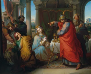 Koning Ahasver veroordeelt Haman ter dood