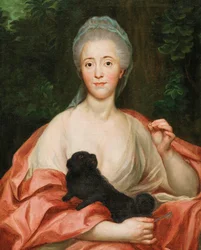 Portret van hertogin Mariana de Silva-Bazán y Sarmiento met hond