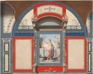 Muurschildering van een Romeins huis op het terrein van Villa Negroni in Rome, Venus met Cupido