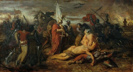 Rudolf van Habsburg bij het lichaam van Přemysl Ottokar, koning van Bohemen