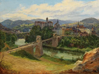 Uitzicht op de stad Loket in Tsjechië (Elbogen an der Eger)