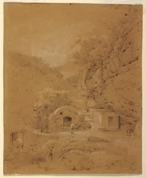 Tekening, Landschapsgezicht tussen Napels en Salerno, 1820-30
