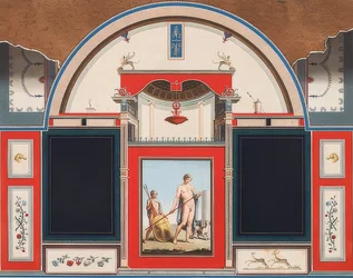 Muurschildering van een Romeins huis op het terrein van de Villa Negroni in Rome, Adonis met jongeling. 1779