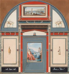 Muurschildering van een Romeins huis op het terrein van de Villa Negroni in Rome, Venus en Adonis. 1781