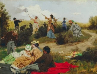 Draaimolen tijdens een zondagse uitstap, 1874