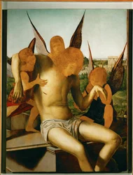 Pieta met drie engelen, ca. 1475 (olieverf op hout)