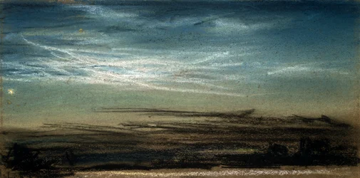 Zonsondergang en lichtende nachtwolken, 6 juli 1885