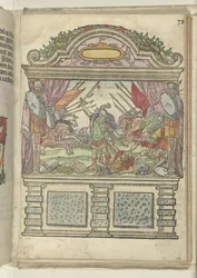 Allegorische voorstelling op het toneel op de hoek van de Grote Markt, 1578