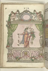 Toneel met de personificatie van Vrijgevigheid (Liberalitas), 1578
