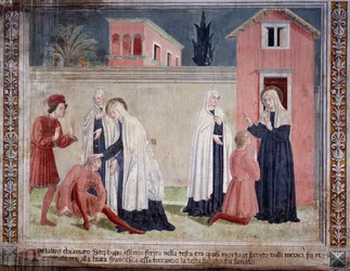 Leven van St. Francesca Romana: De heilige geneest een man gewond aan het hoofd