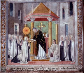 Het leven van St. Francesca Romana: Toen de heilige de communie ontving, verscheen er een stralende bol boven haar
