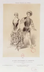 Mr. Ibos en Miss Richard als de Hertog van Mantua en Magdalen in Rigoletto door Verdi, 1885