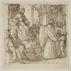 Een ambassadeur van de Barbarigo-familie ontvangen in audiëntie door een koning. Studie voor een fresco in Villa Barbarigo, Noventa Vicentina