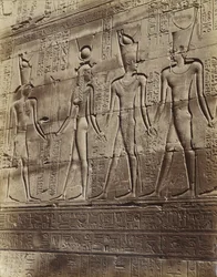 Bas-reliëf van de tempel in Edfu