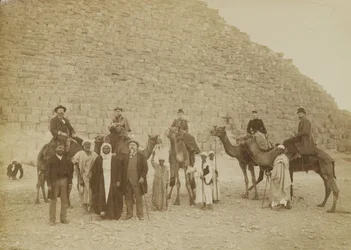 Familie toeristen in Gizeh, Egypte