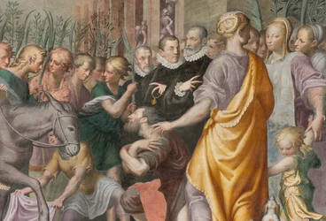 Apsis, Antonio Campi, Intocht van Jezus in Jeruzalem 1582-84, Detail