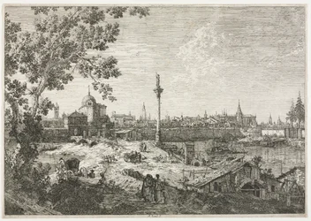 Panorama van een Stad aan een Rivier