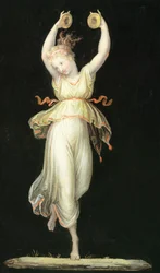Vrouw die castagnetten bespeelt door Antonio Canova, tempera