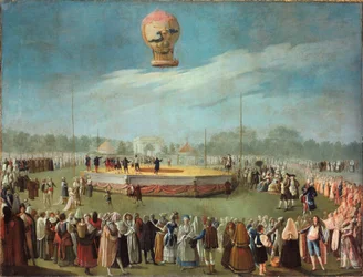 Ballonvaart in aanwezigheid van koning Karel IV en zijn hofhouding