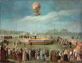 De opstijging van een ballon in aanwezigheid van het hof van Karel IV, ca. 1783