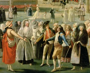 De Opstijging van een Heteluchtballon in Madrid, detail van de menigte (detail)