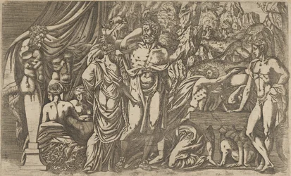 Hercules verkleed als vrouw