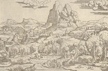 Landschap van Venus die Cupido duwt, 1540-45