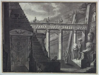 Toneelontwerp, Binnenplaats van een Egyptische Tempel