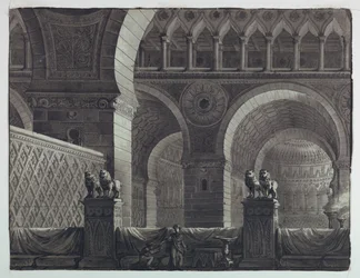 Toneelontwerp, interieur van oosters gebouw