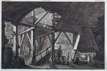 Toneelontwerp, Interieur van een Vernield Boerderijgebouw