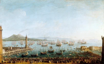 Vertrek van Karel van Bourbon naar Spanje, gezien vanaf de haven