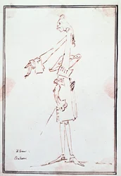Portret van Filippo Balatri, Italiaanse castraat. Karikatuur door Anton Maria Zanetti. 18e eeuw