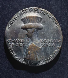 Bronzen medaille van Gianfrancesco Gonzaga (1395-1444), voorzijde, ontworpen door Antonio di Puccio Pisano, bekend als Pisanello (ca. 1395-1455), diameter 10,20 cm
