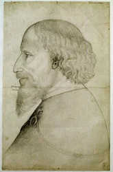 Keizer Sigismund van Luxemburg, gezien in buste, profiel naar links. Tekening door Antonio di Puccio Pisano, genaamd Pisanello