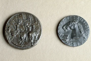Medaglia di Francesco Sforza, heer van Cremona, te paard (brons)