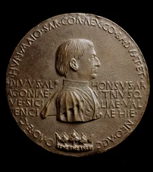 Medaille van Alfonso V van Aragon (Alfonso de Grootmoedige of de Grote). In het Italiaans Alfonso il Magnanimo of Alfonso V di Aragona