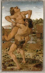 Hercules en de reus Antaios (tempera op hout)