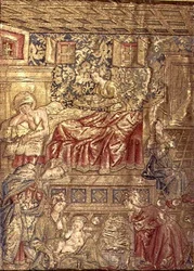 De geboorte van Johannes de Doper, wandtapijt met scènes uit het leven van de heilige