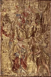 De Ontmoeting Tussen St. Johannes de Doper en de Hogepriester, wandtapijt met scènes uit het leven van de heilige