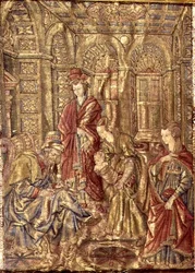 De naamgeving van Johannes de Doper, wandtapijt met scènes uit het leven van de heilige