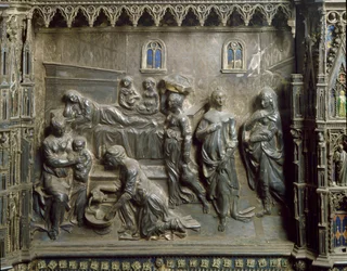De geboorte van Johannes de Doper. Zilveren reliëf